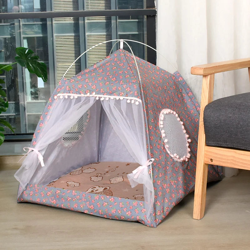 Toca Cabana Floral para Gatos e Cães Pequenos