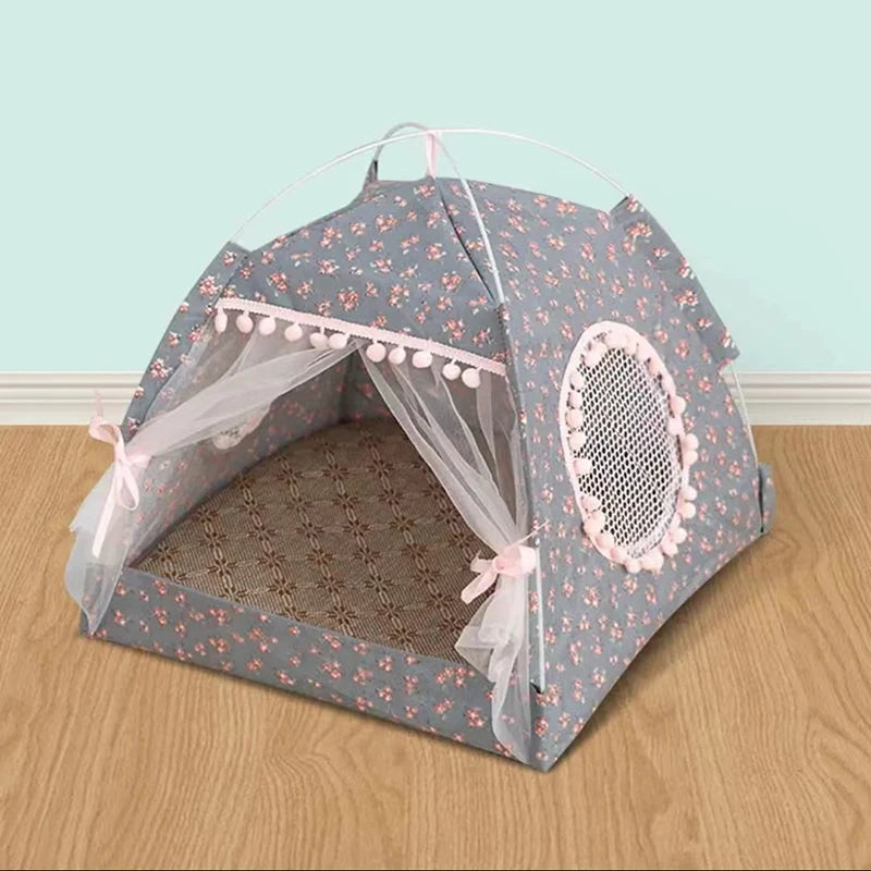 Toca Cabana Floral para Gatos e Cães Pequenos