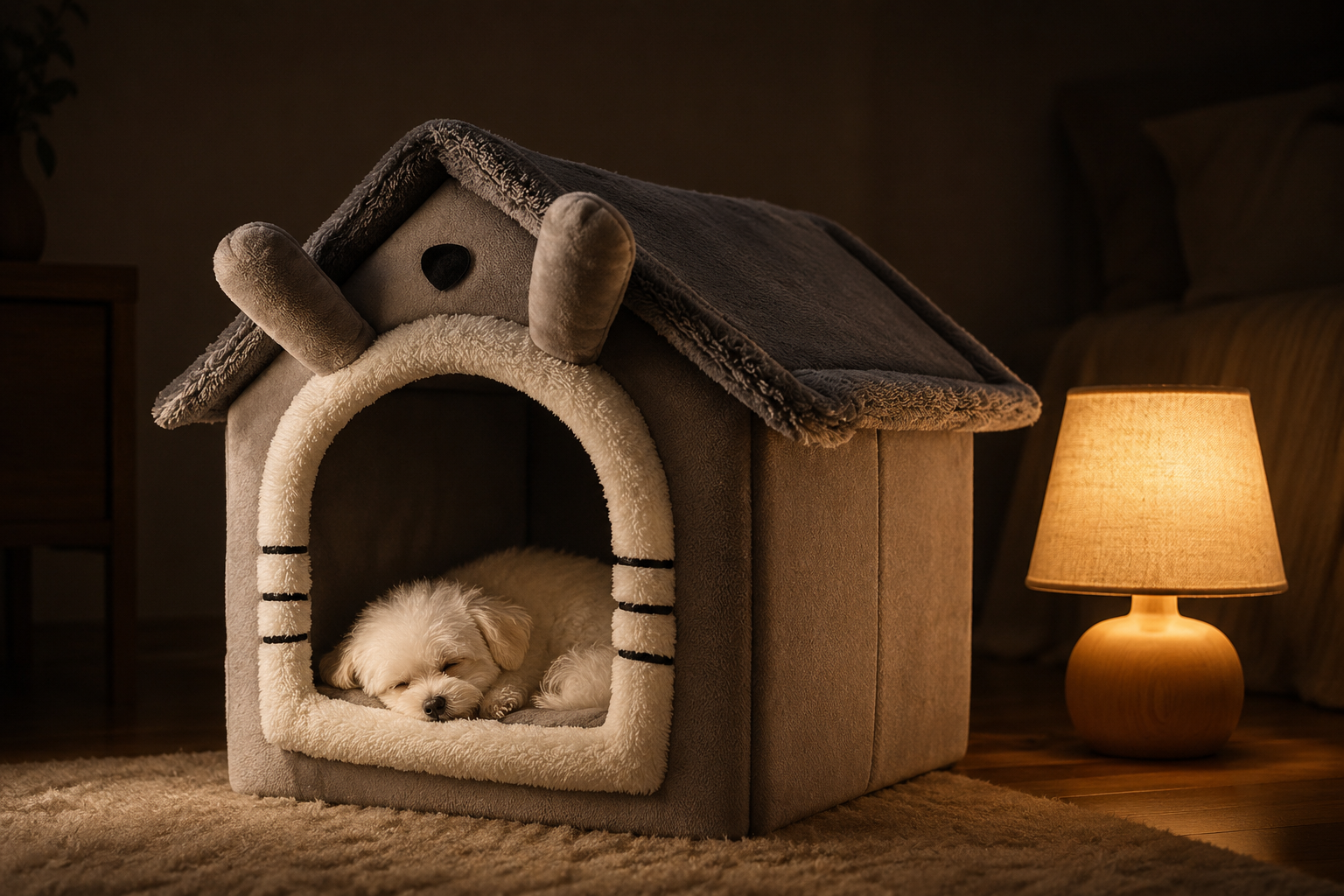Pet dormindo com conforto na Casinha Ninho Pet